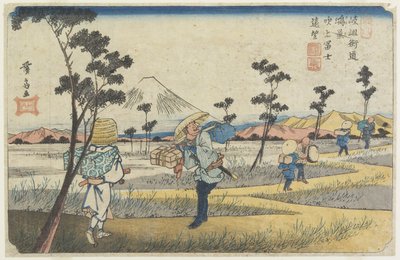 No.8富士山の遠望1830〜1844年の鴻巣駅近くの吹上から見た富士 作： Keisai Eisen